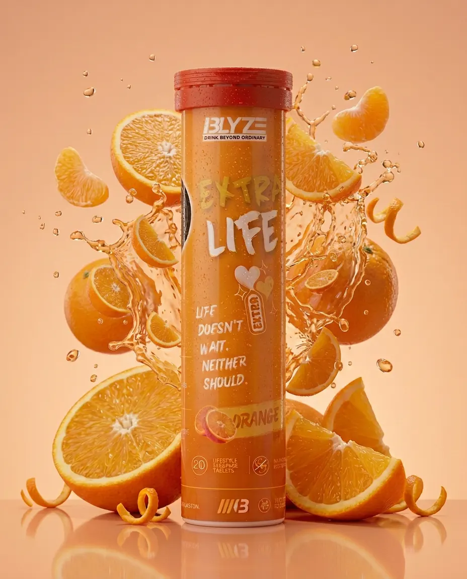 BLYZE Extra Life Orange bottle view 1